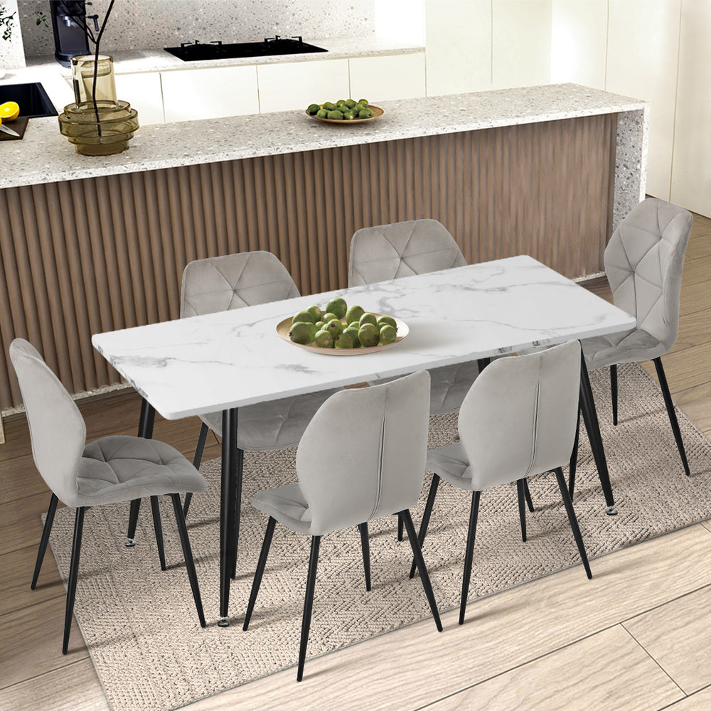 Oikiture Dining Chairs Set of 2 Velvet Grey