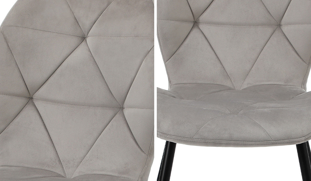 Oikiture Dining Chairs Set of 2 Velvet Grey