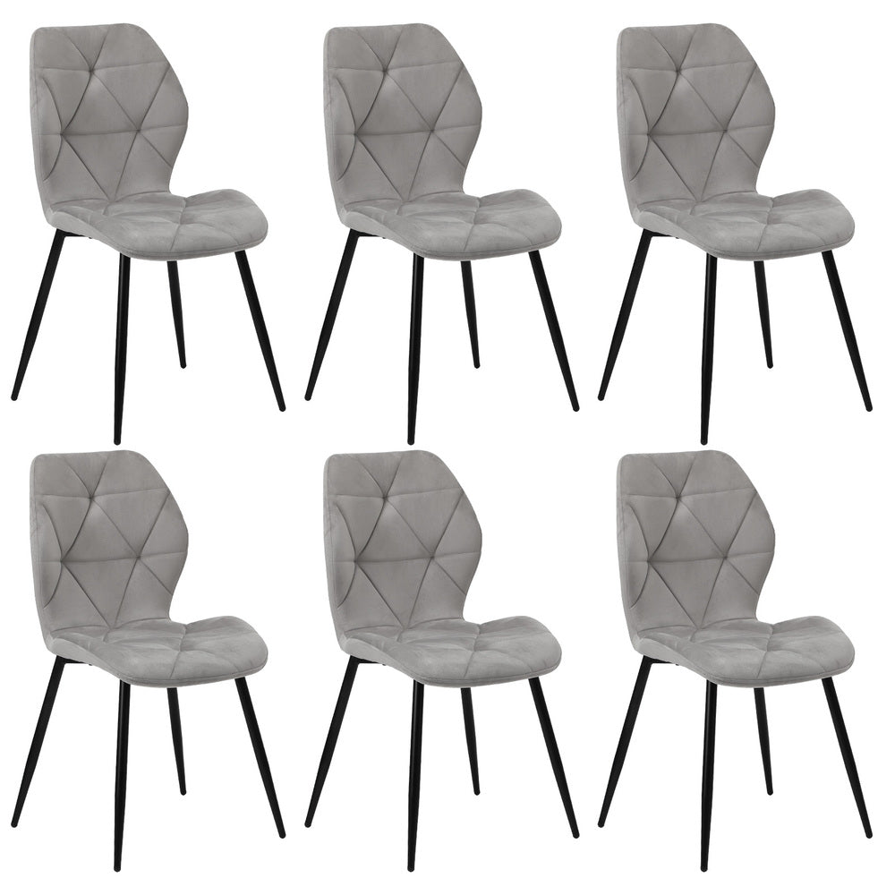 Oikiture Dining Chairs Set of 6 Velvet Grey