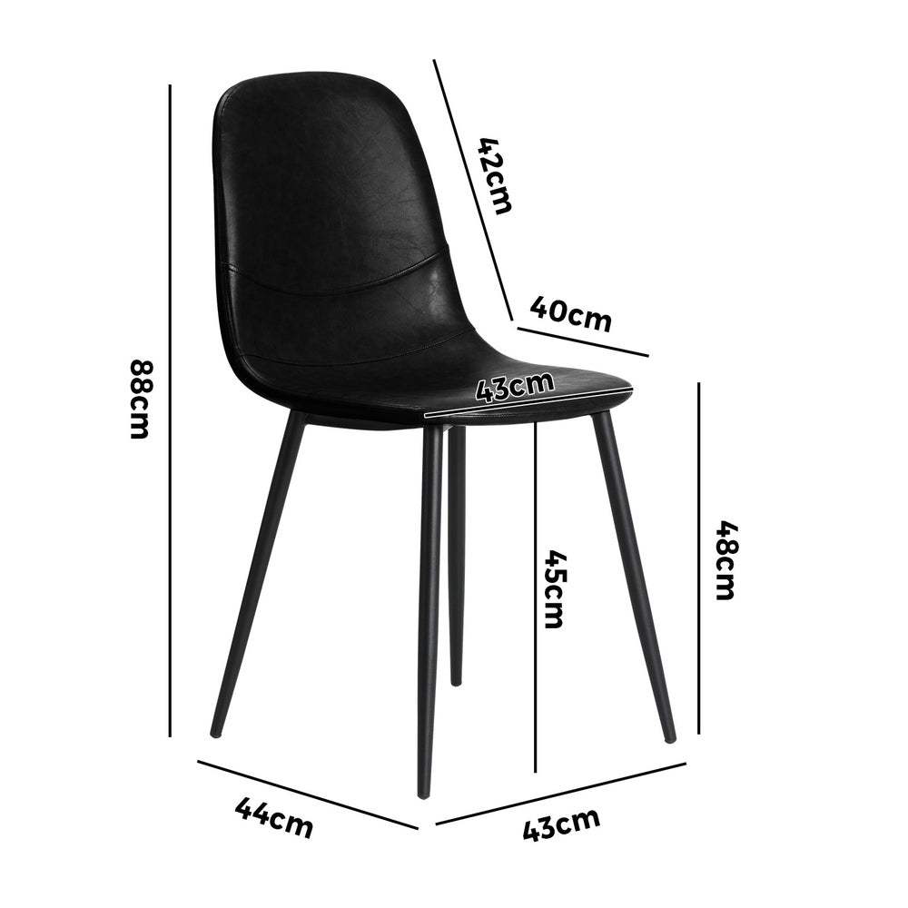 Oikiture 6x Dining Chairs PU Leather Black