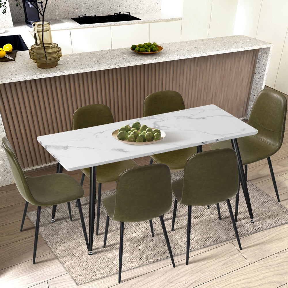 Oikiture 2x Dining Chairs PU Leather Green
