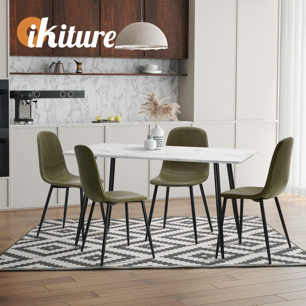 Oikiture 8x Dining Chairs Accent Chair PU Leather Green