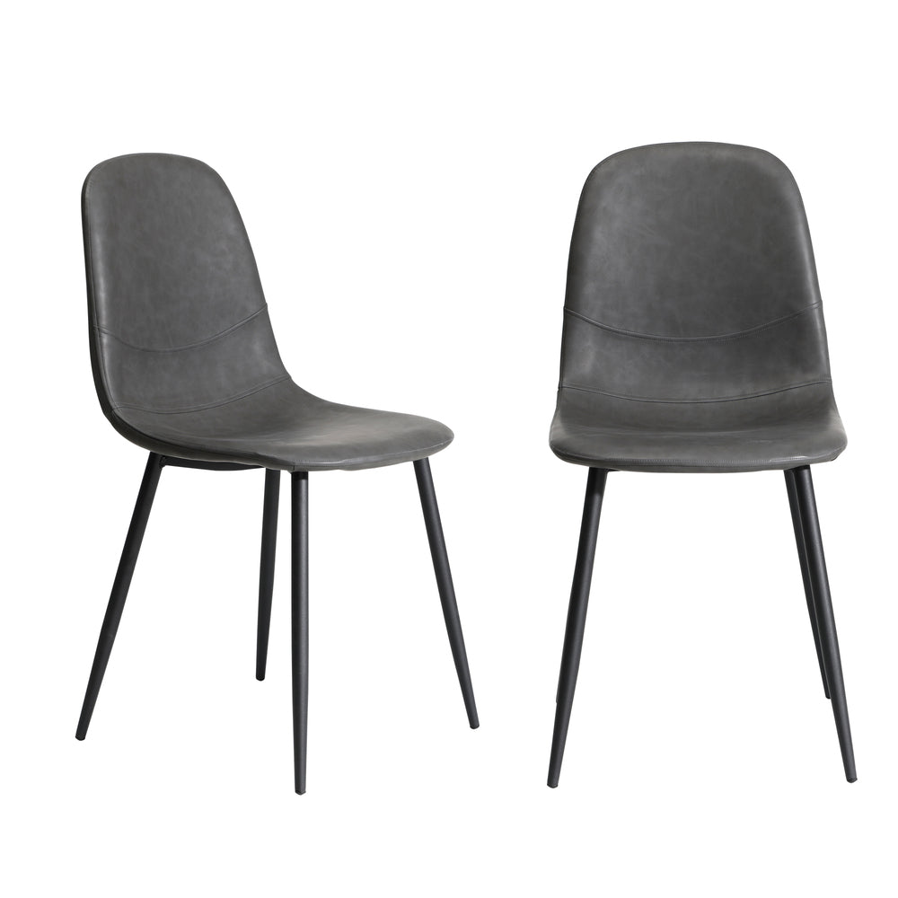 Oikiture 4x Dining Chairs PU Leather Grey