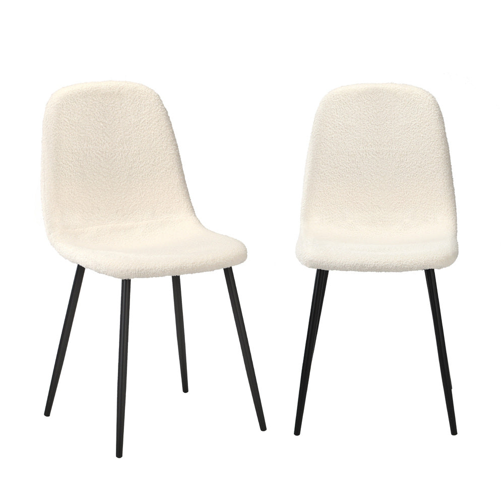Oikiture 2x Dining Chairs Sherpa White and Black