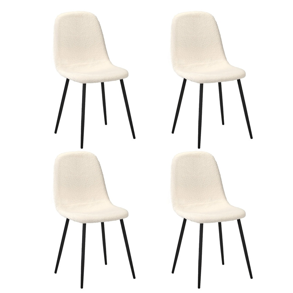 Oikiture 4x Dining Chairs Sherpa White and Black