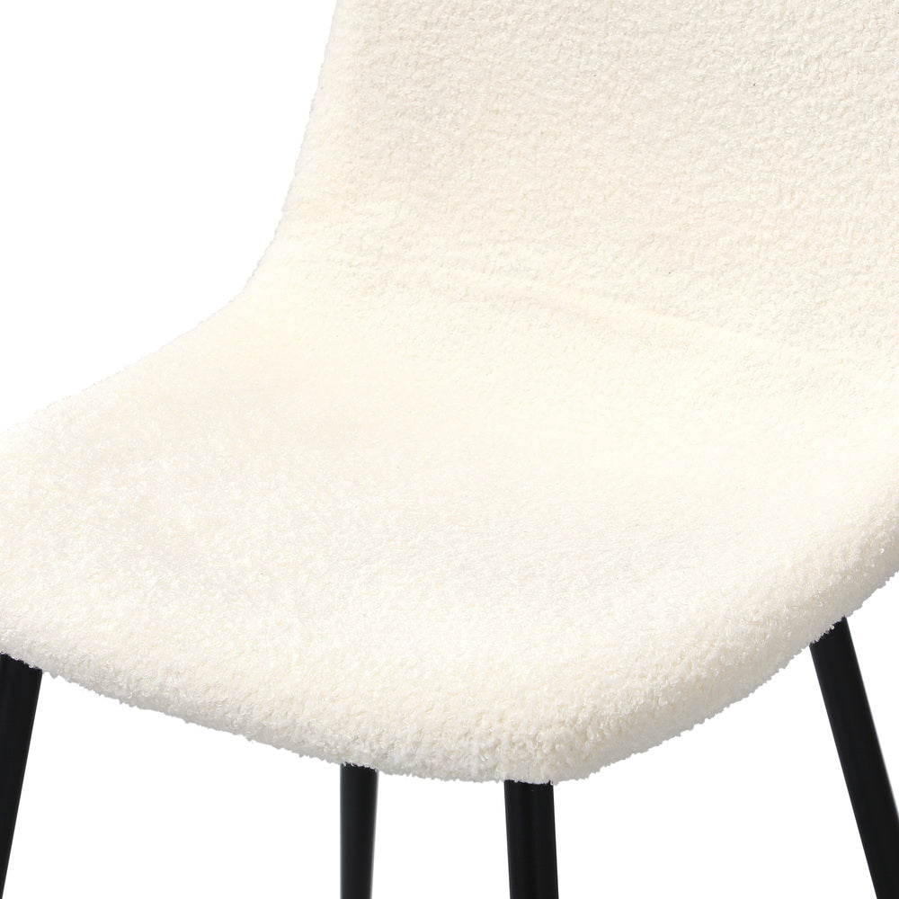 Oikiture 6x Dining Chairs Sherpa White and Black
