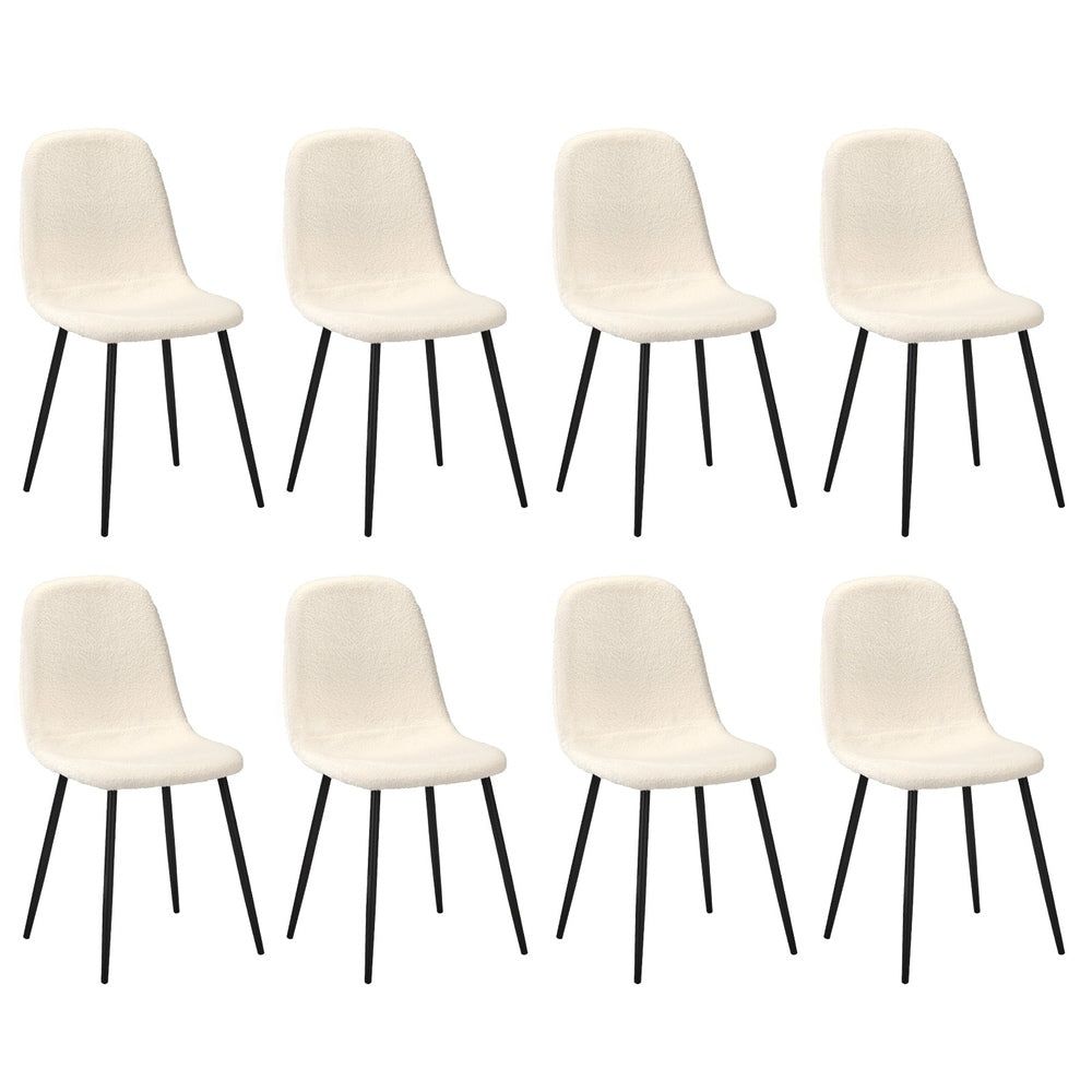 Oikiture 8x Dining Chairs Sherpa White and Black