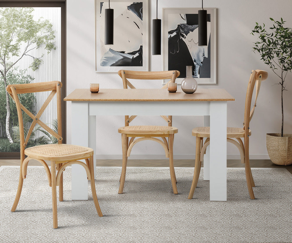 Oikiture 2x Dining Chairs Sherpa White and Golden