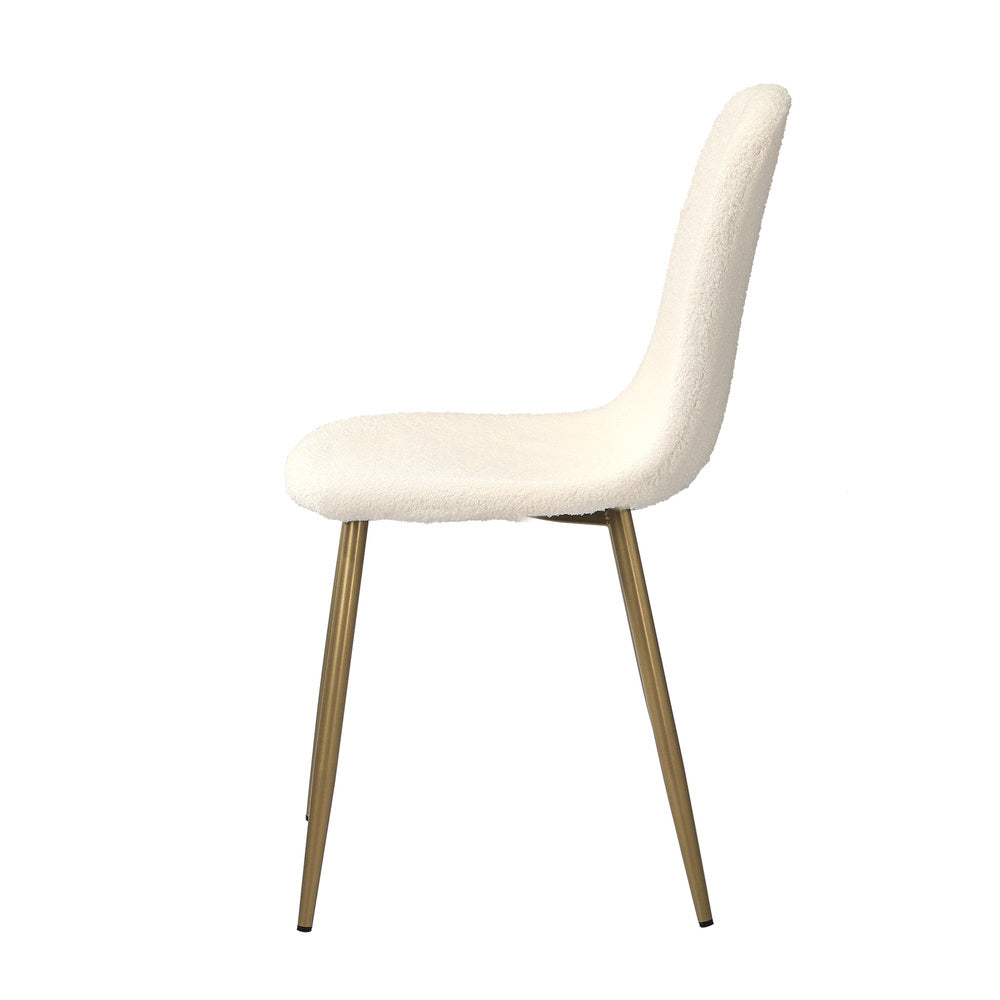 Oikiture 4x Dining Chairs Sherpa White and Golden