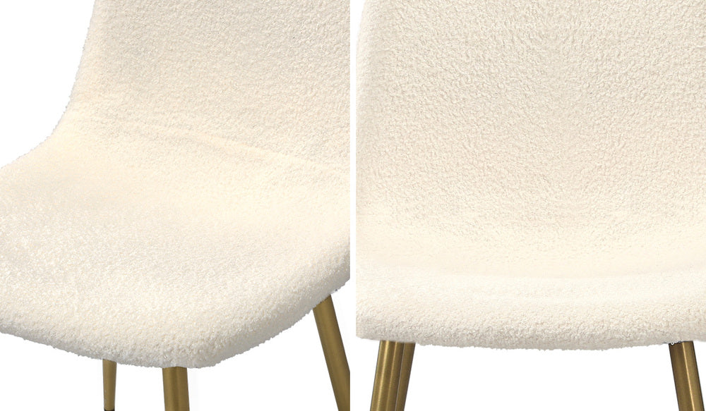 Oikiture 4x Dining Chairs Sherpa White and Golden