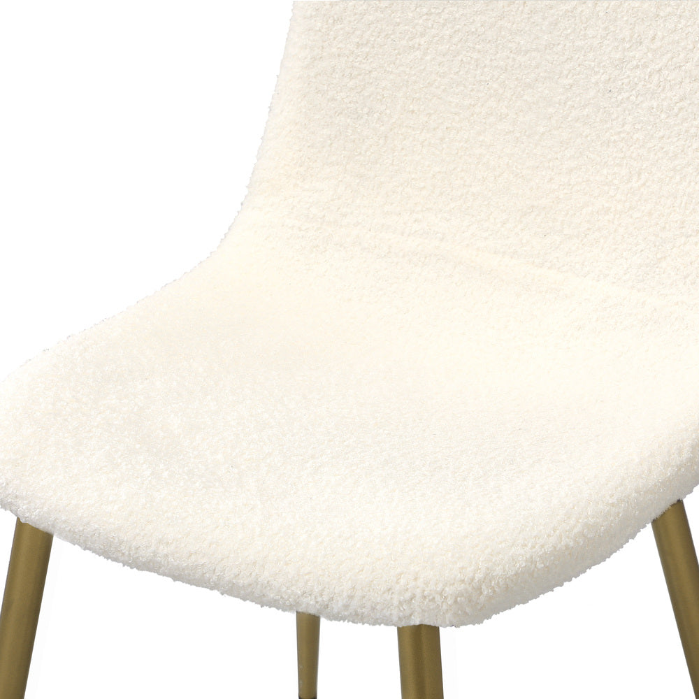 Oikiture 6x Dining Chairs Sherpa White and Golden