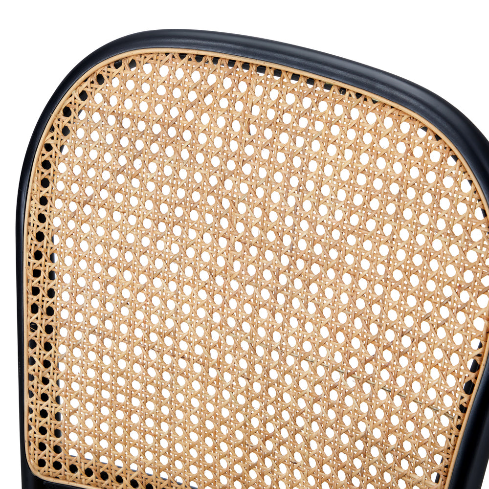 Oikiture Dining Chairs Wooden Chairs Rattan Seat Black