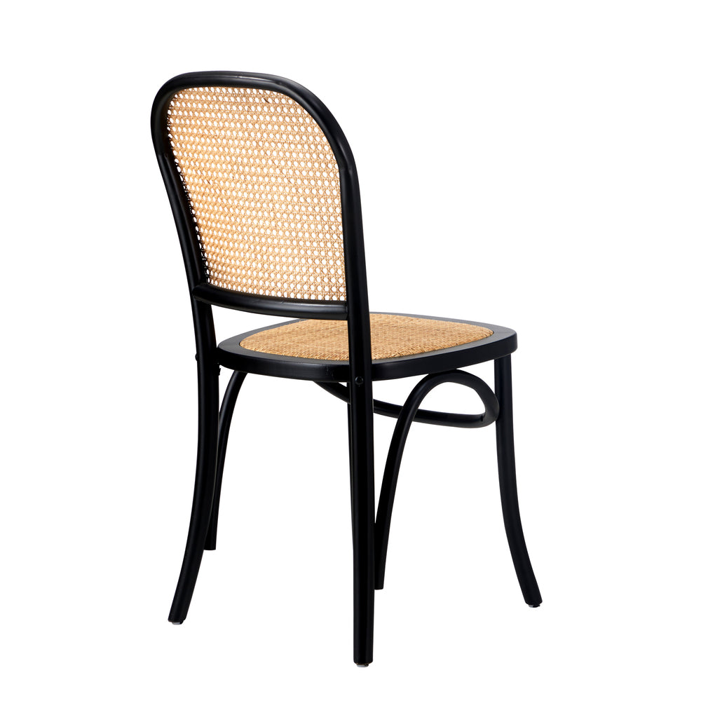 Oikiture 2PCS Dining Chairs Wooden Rattan Black