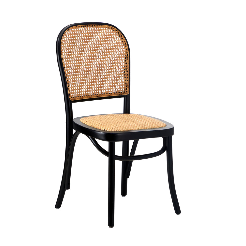 Oikiture 6PCS Dining Chairs Wooden Chairs Rattan Black
