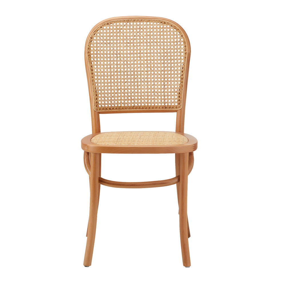 Oikiture Dining Chairs Wooden Chairs Rattan Seat Beige
