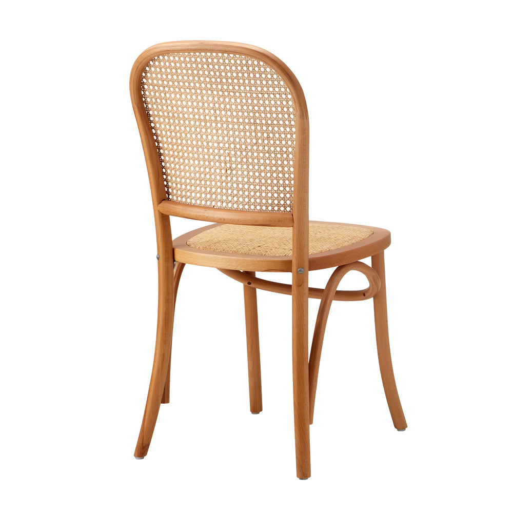 Oikiture Dining Chairs Wooden Chairs Rattan Seat Beige