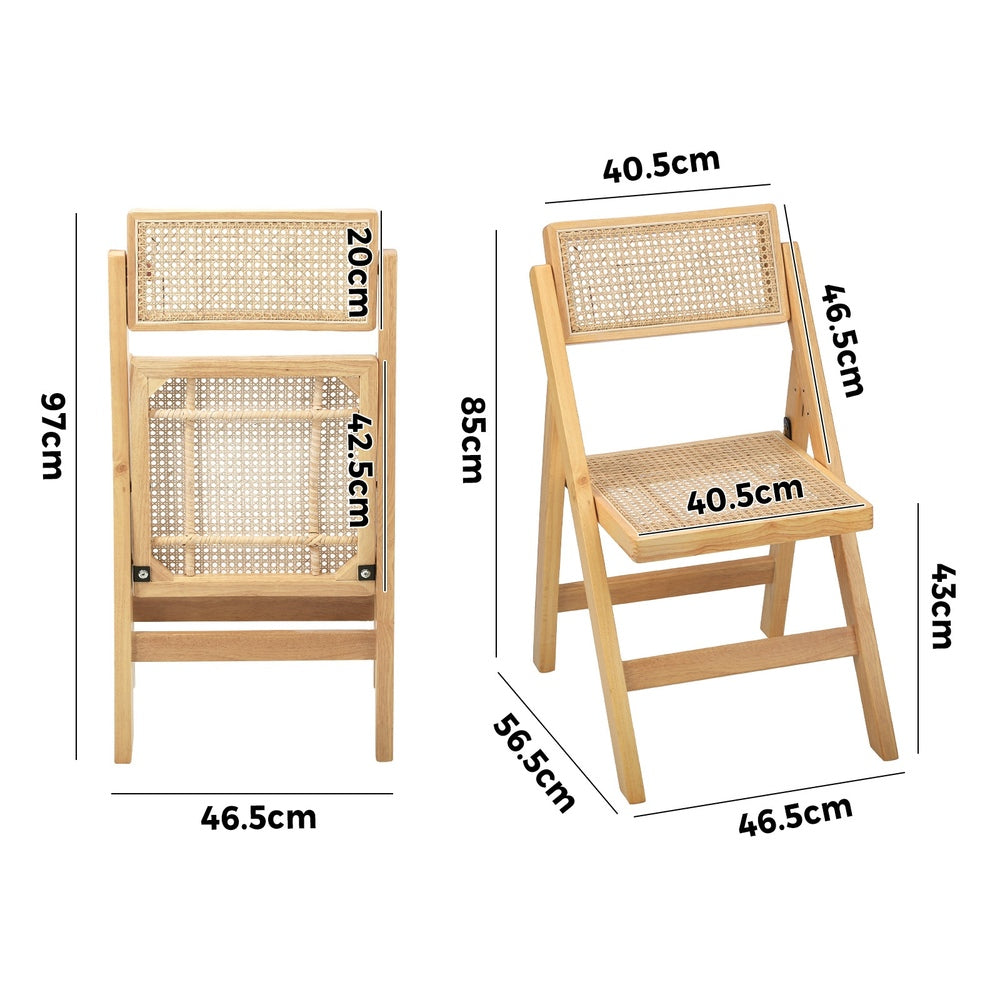 Oikiture 8x Dining Chairs Folding Rattan Chair Wooden