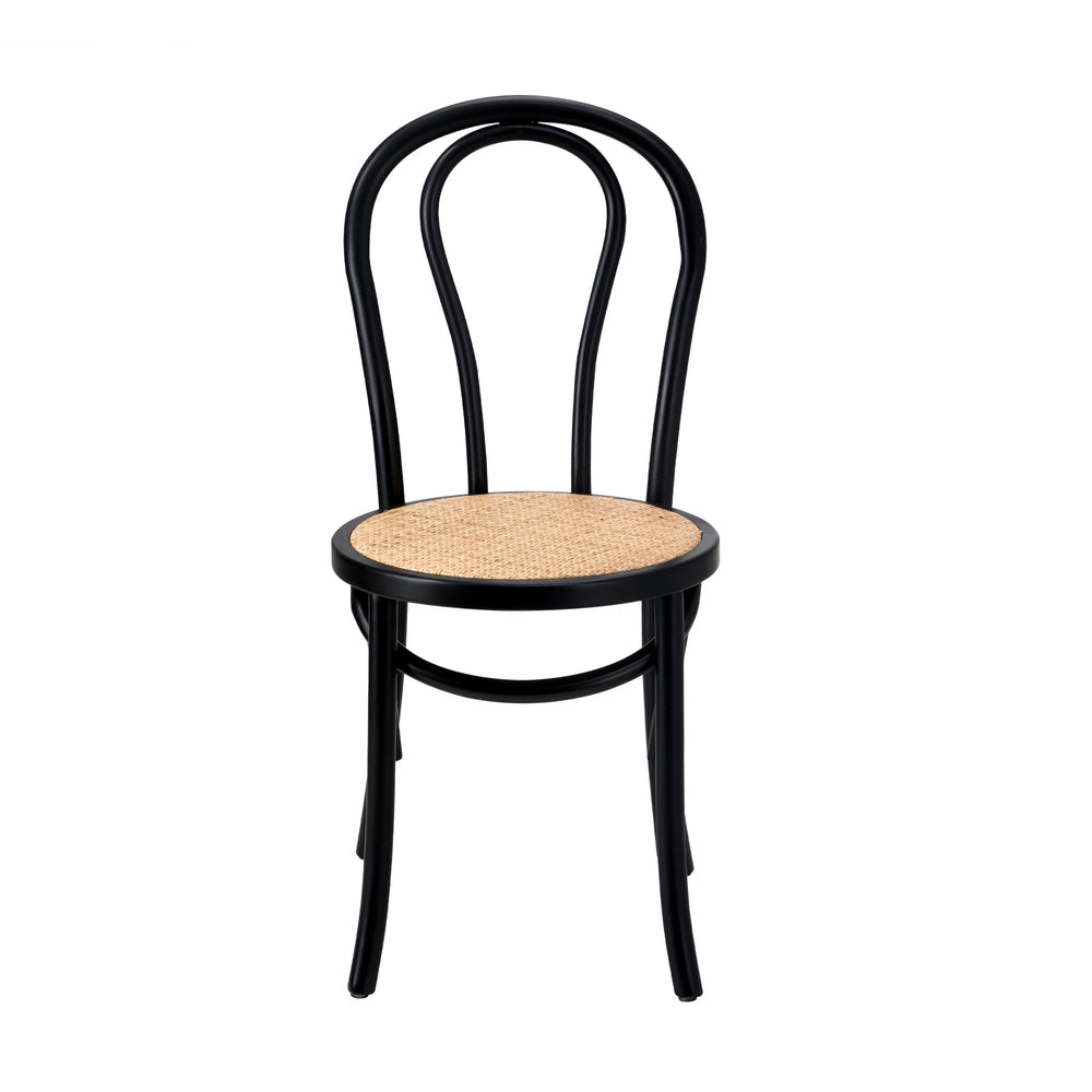 Oikiture 6x Wooden Dining Chair Ratan Seat Black