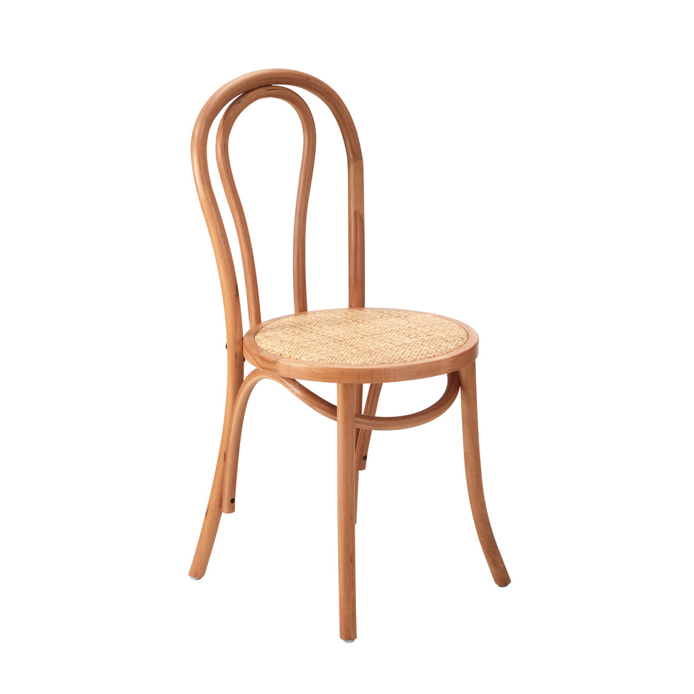 Oikiture 4x Wooden Dining Chair Ratan Seat Natural