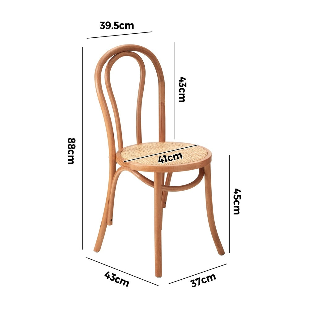 Oikiture 4x Wooden Dining Chair Ratan Seat Natural