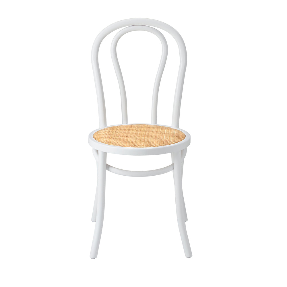 Oikiture 2PCS Wooden Dining Chair Ratan Seat White