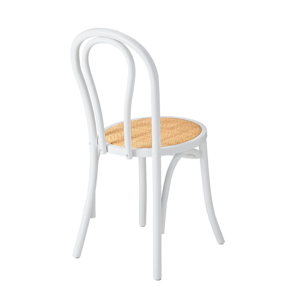 Oikiture 2PCS Wooden Dining Chair Ratan Seat White