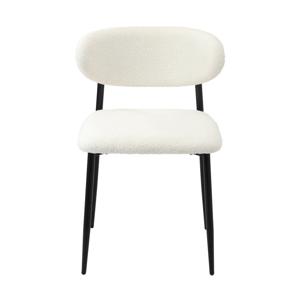 Oikiture 2x Dining Chairs Boucle Black and White