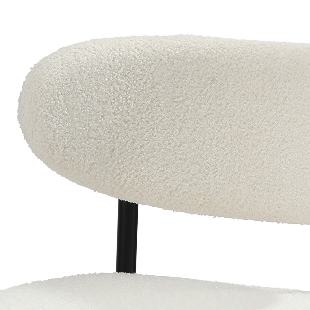 Oikiture 2x Dining Chairs Boucle Black and White