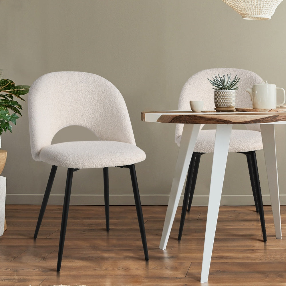 Oikiture 4PCS Dining Chairs Accent Chair Armchair Sherpa White
