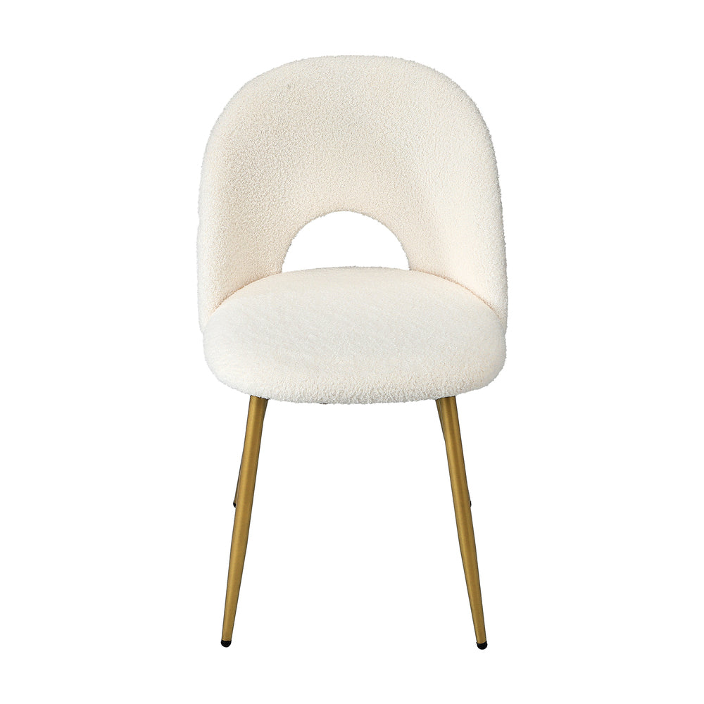 Oikiture 4PCS Dining Chairs Armchair Sherpa Golden White