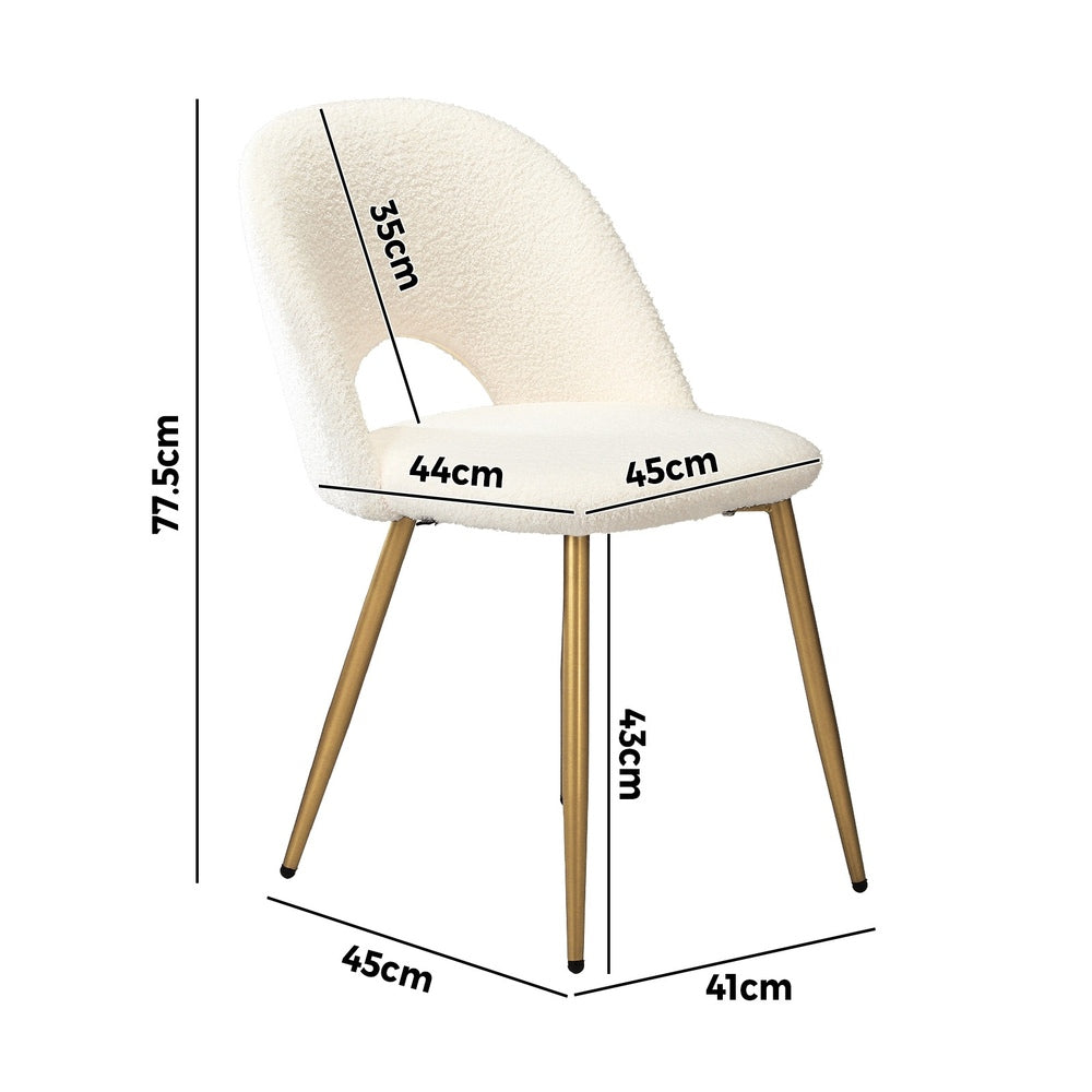 Oikiture 4PCS Dining Chairs Armchair Sherpa Golden White