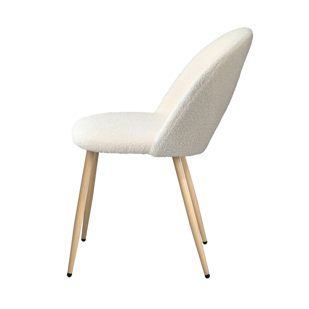 Oikiture 4PCS Dining Chairs Armchair Sherpa Wooden White