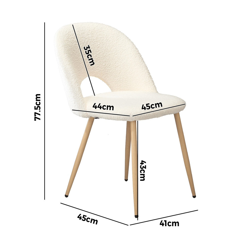 Oikiture 6PCS Dining Chairs Armchair Sherpa Wooden White