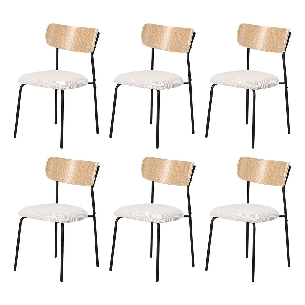 Oikiture 6PCS Dining Chairs Padded Kitchen Chair Corduroy Beige