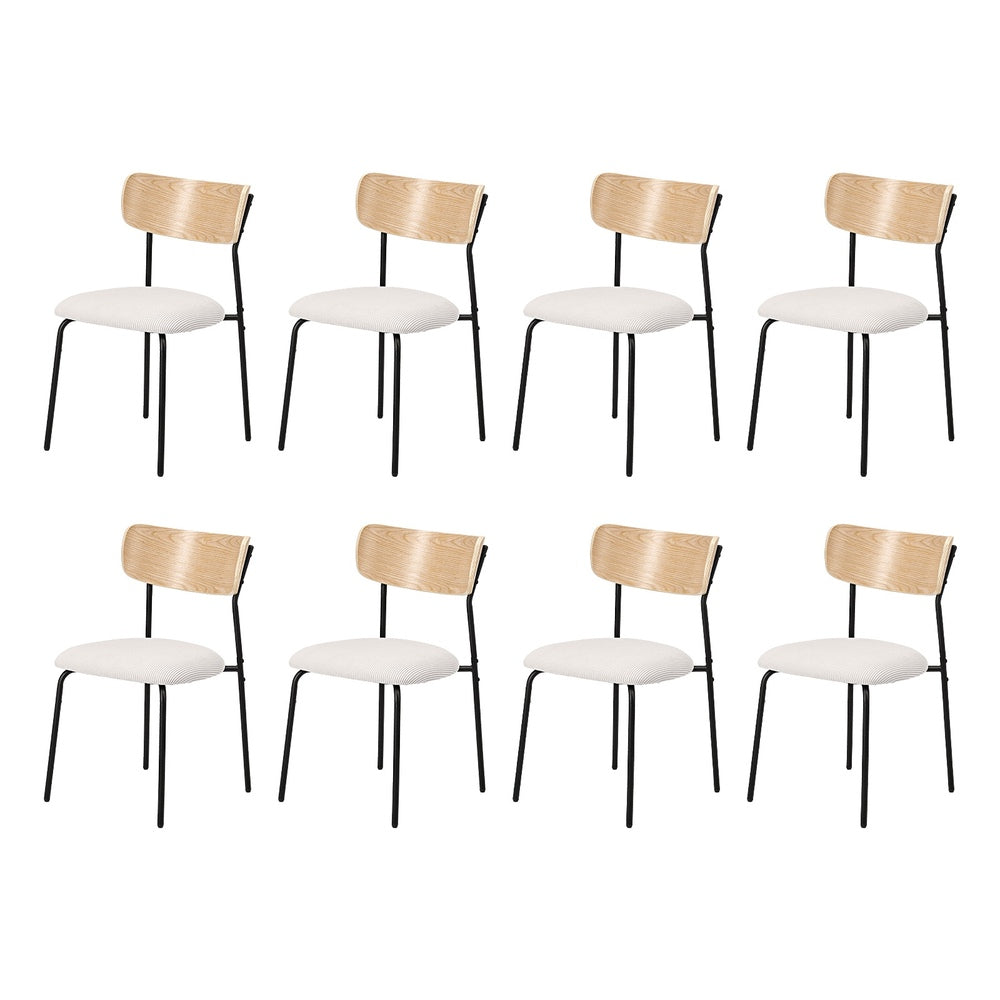 Oikiture 8PCS Dining Chairs Padded Kitchen Chair Corduroy Beige