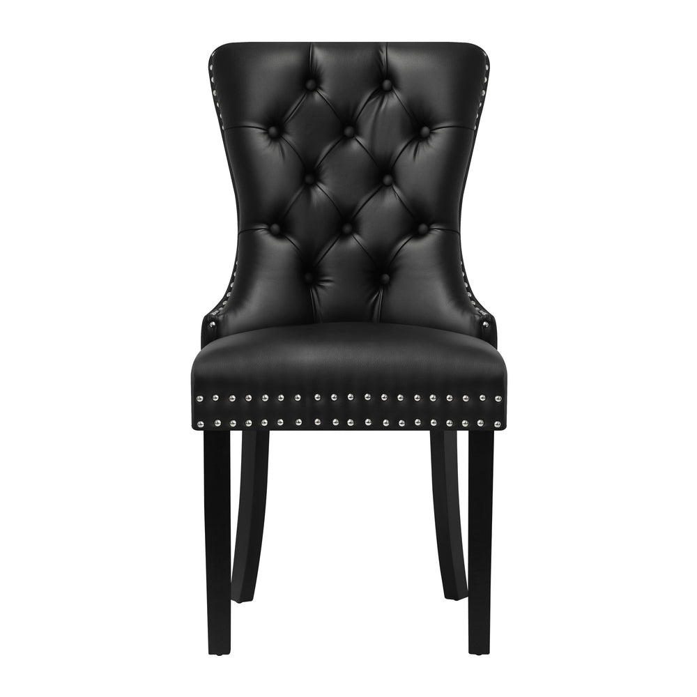 Oikiture 4x Dining Chairs French Provincial Tufted PU Leather Black