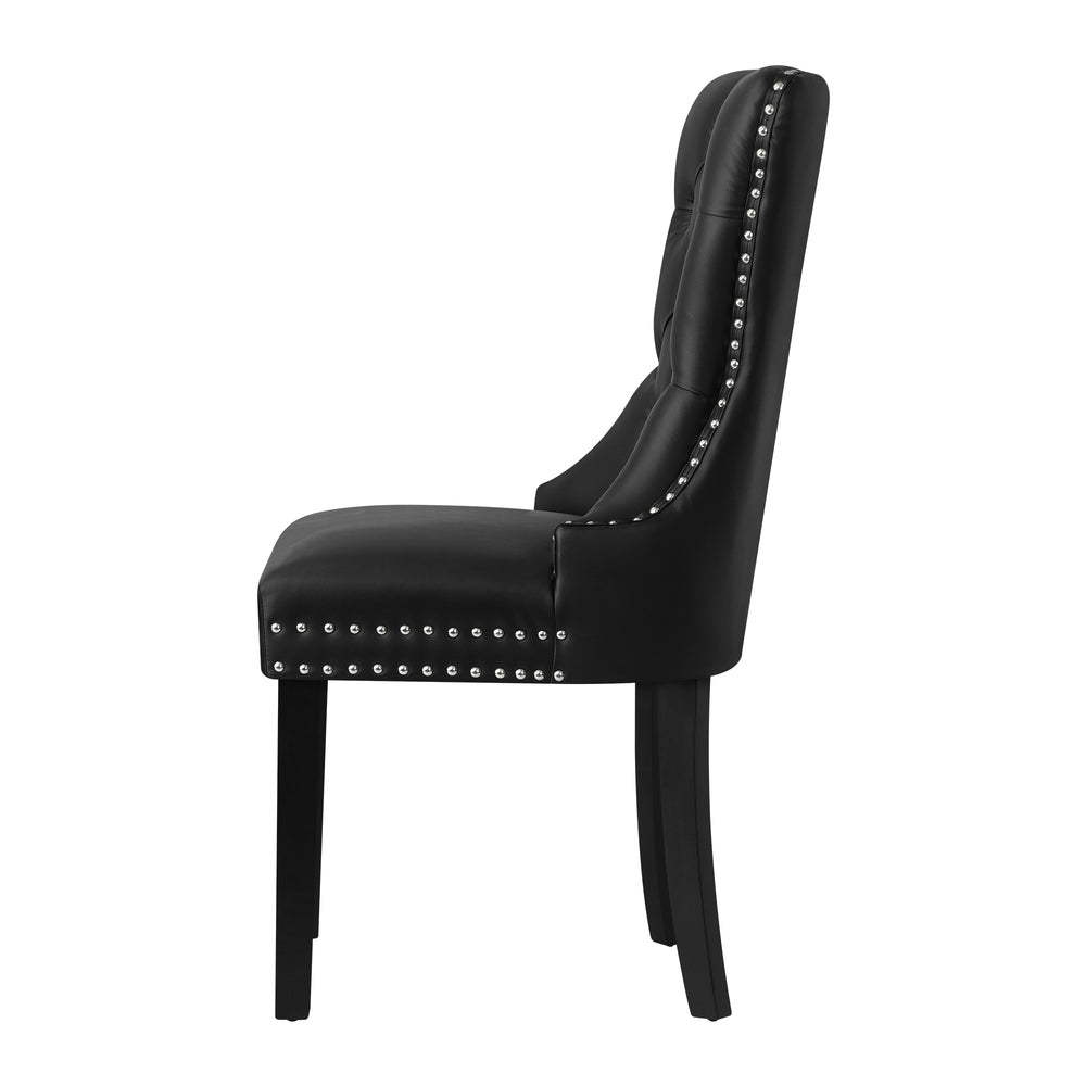 Oikiture 4x Dining Chairs French Provincial Tufted PU Leather Black