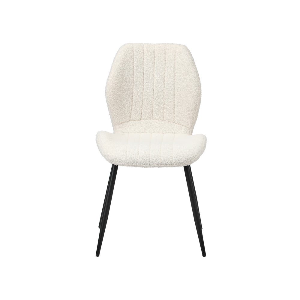 Oikiture Set of 2 Dining Chairs Padded Seat Armless Boucle White