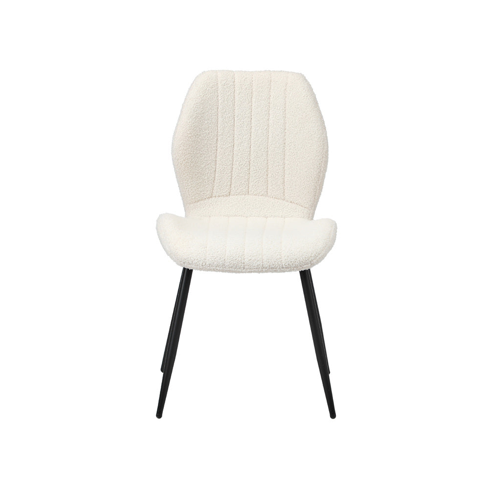 Oikiture Set of 6 Dining Chairs Padded Seat Armless Boucle White