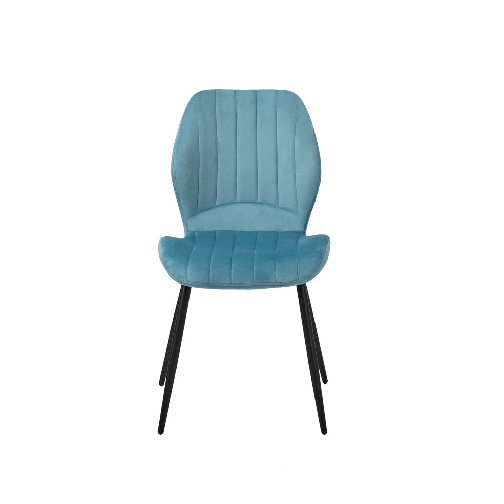 Oikiture Set of 2 Dining Chairs Padded Seat Armless Velvet Blue