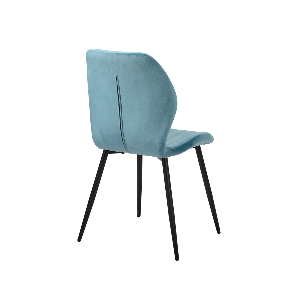 Oikiture Set of 2 Dining Chairs Padded Seat Armless Velvet Blue