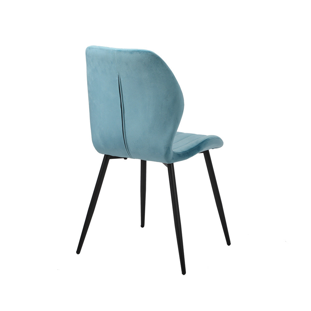 Oikiture Set of 4 Dining Chairs Padded Seat Armless Velvet Blue