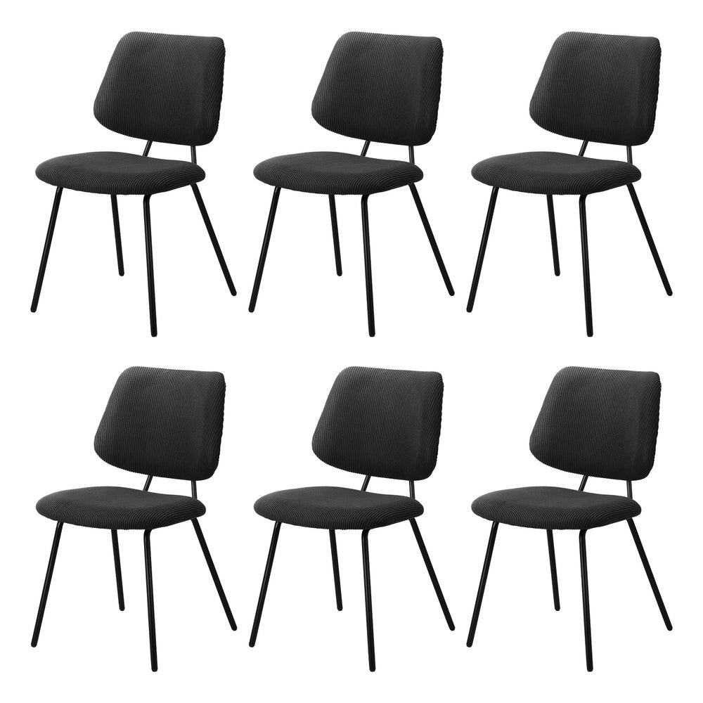 Oikiture 6x Dining Chair Vintage Retro Polyester Padded Dark Grey