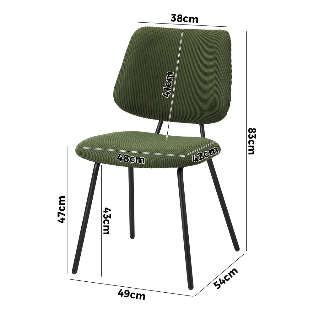 Oikiture 6x Dining Chair Vintage Retro Polyester Padded Green