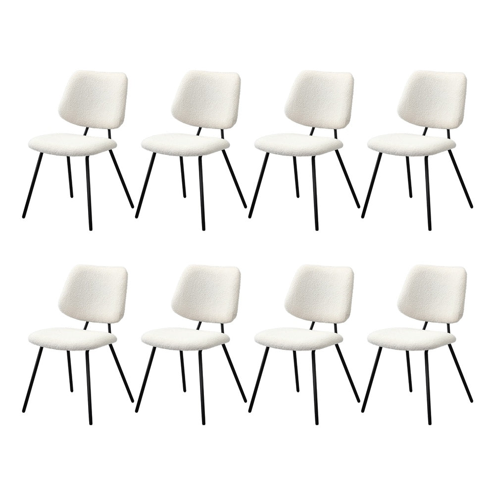 Oikiture 8x Dining Chair Vintage Retro Sherpa Padded White