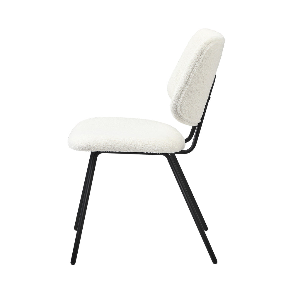 Oikiture 8x Dining Chair Vintage Retro Sherpa Padded White