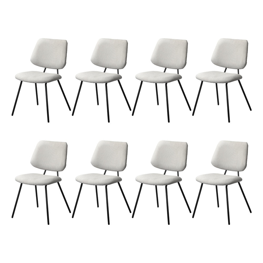 Oikiture 8x Dining Chair Vintage Retro Polyester Padded White