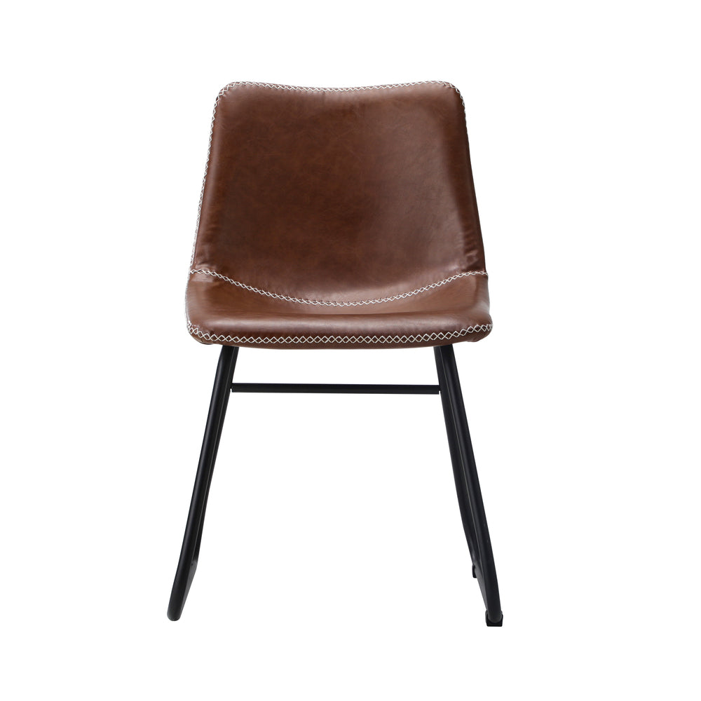 Oikiture 2x Dining Chairs Lounge Retro Padded Seat PU Brown