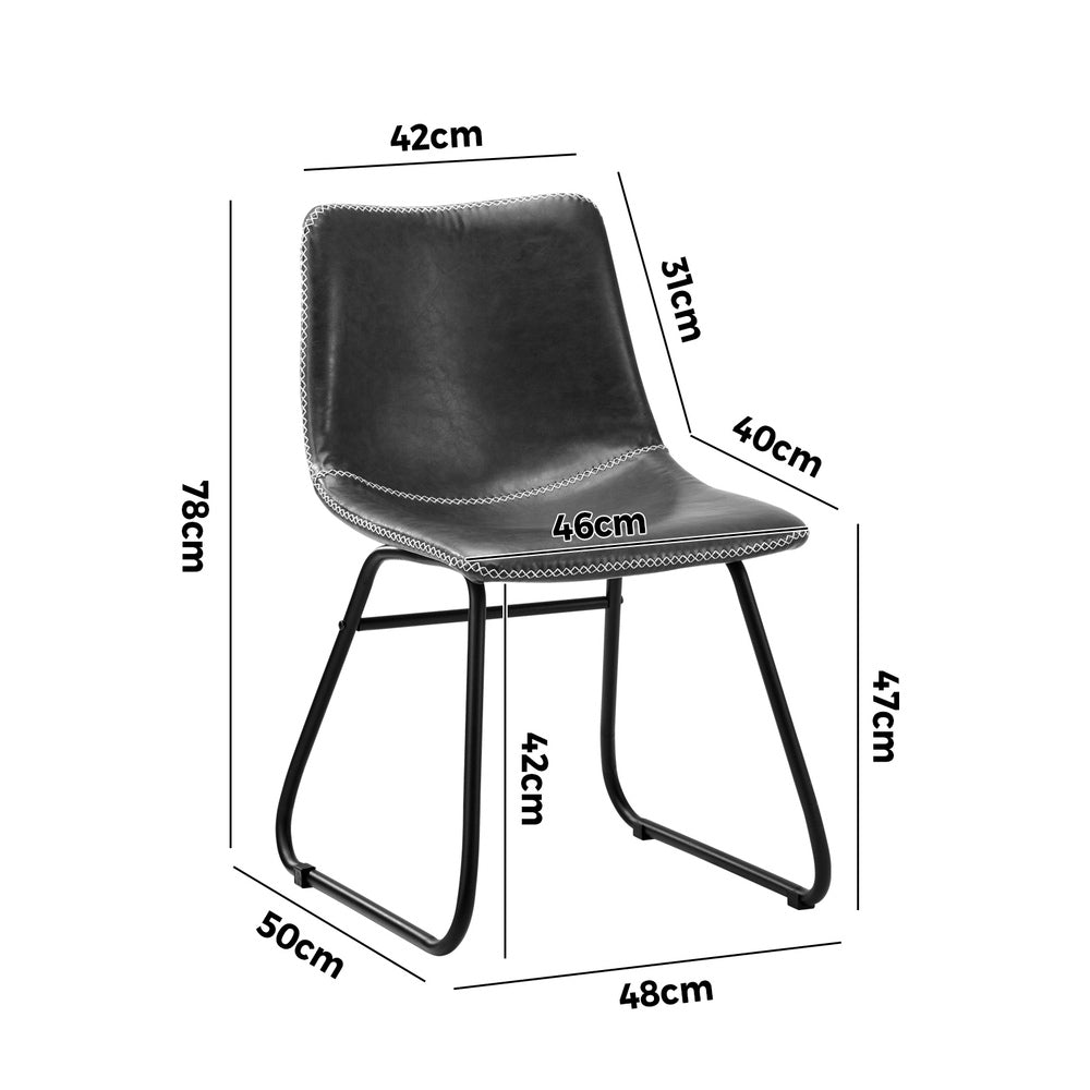 Oikiture 4x Dining Chairs Retro Padded Seat PU Grey