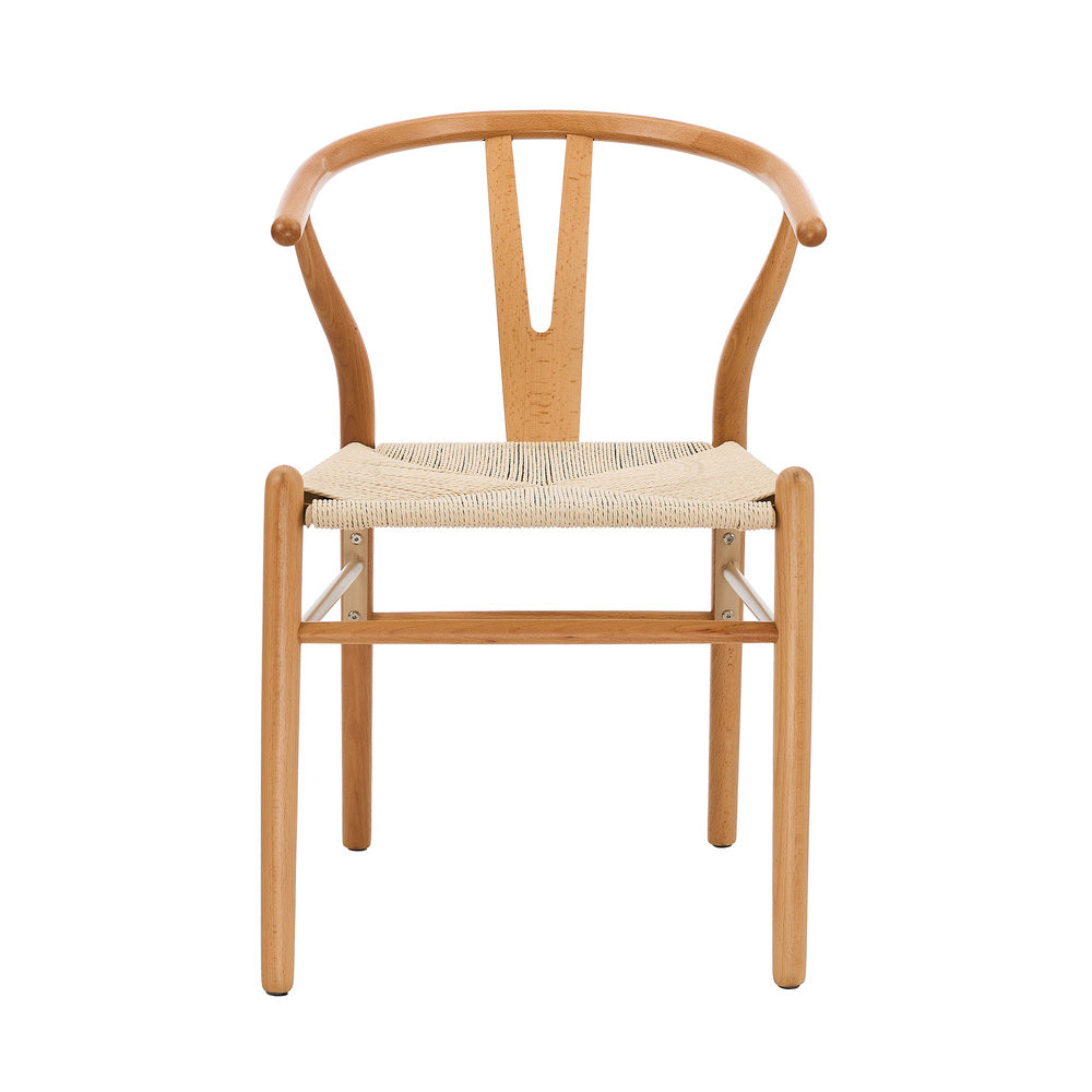 Oikiture Set of 2 Wooden Dining Chair Wishbone Shaped Chair